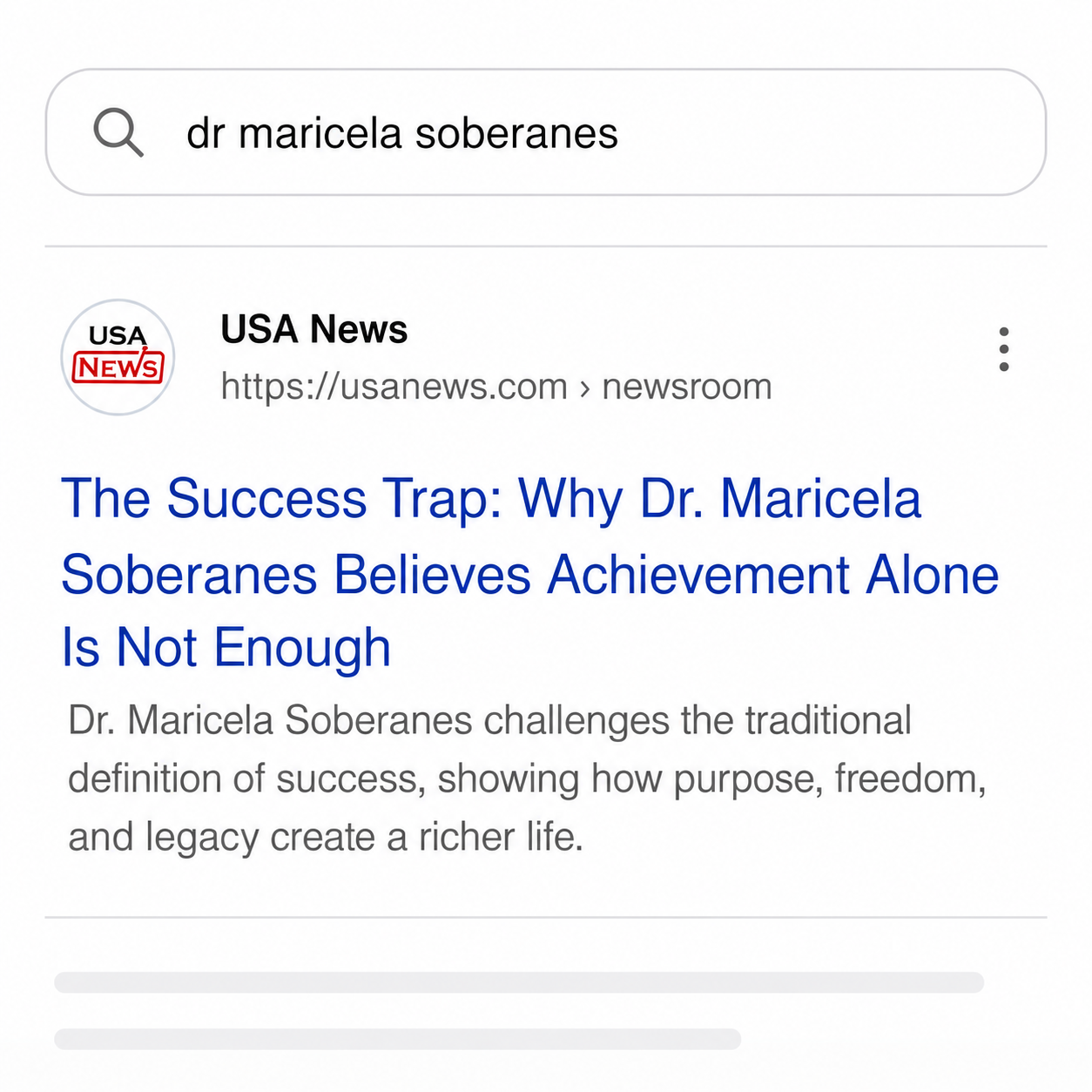 The published client feature surfacing as a USA News result in a search engine